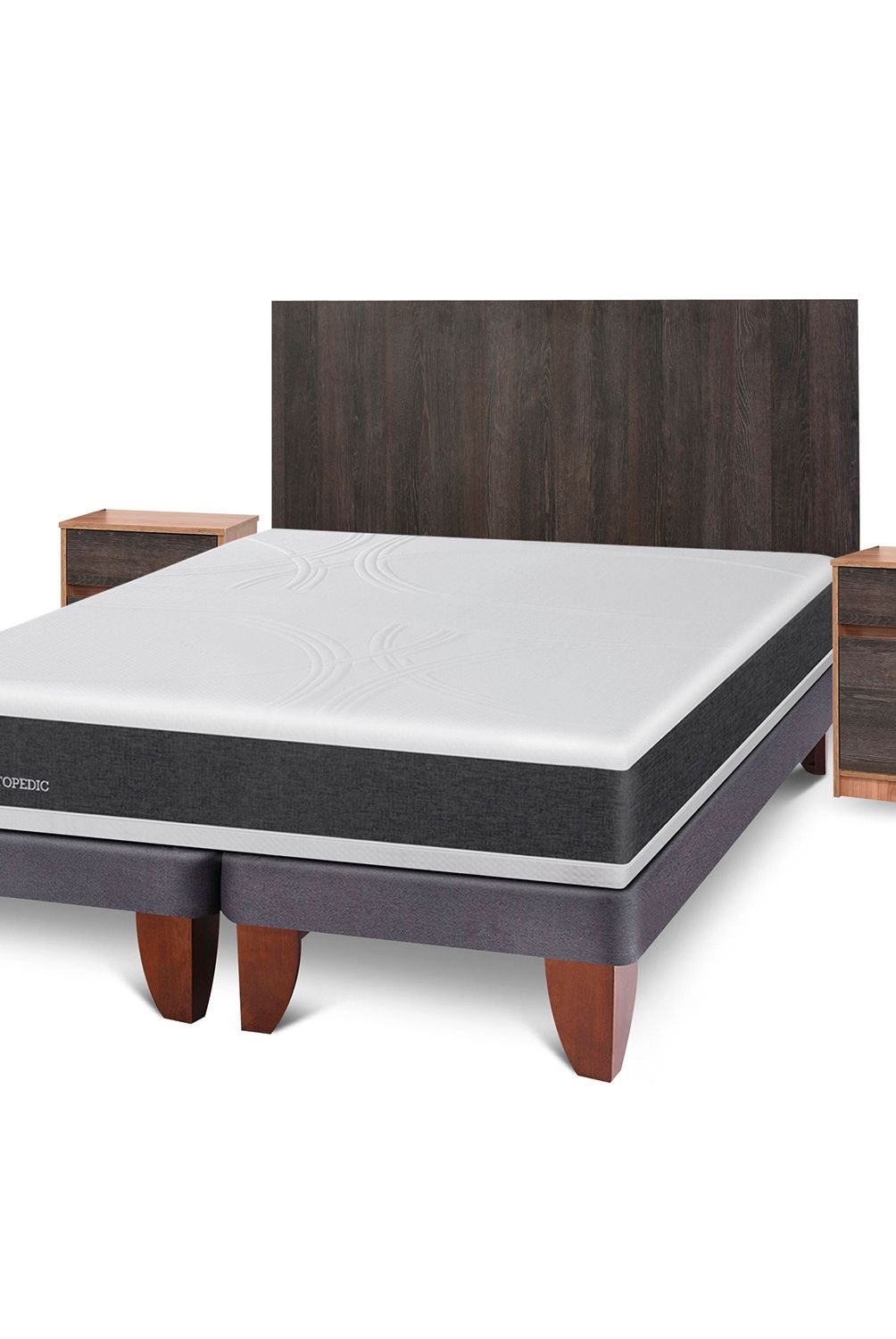 CIC - Cama Europea Ortopedic 2 Plazas + Muebles Espresso Cic