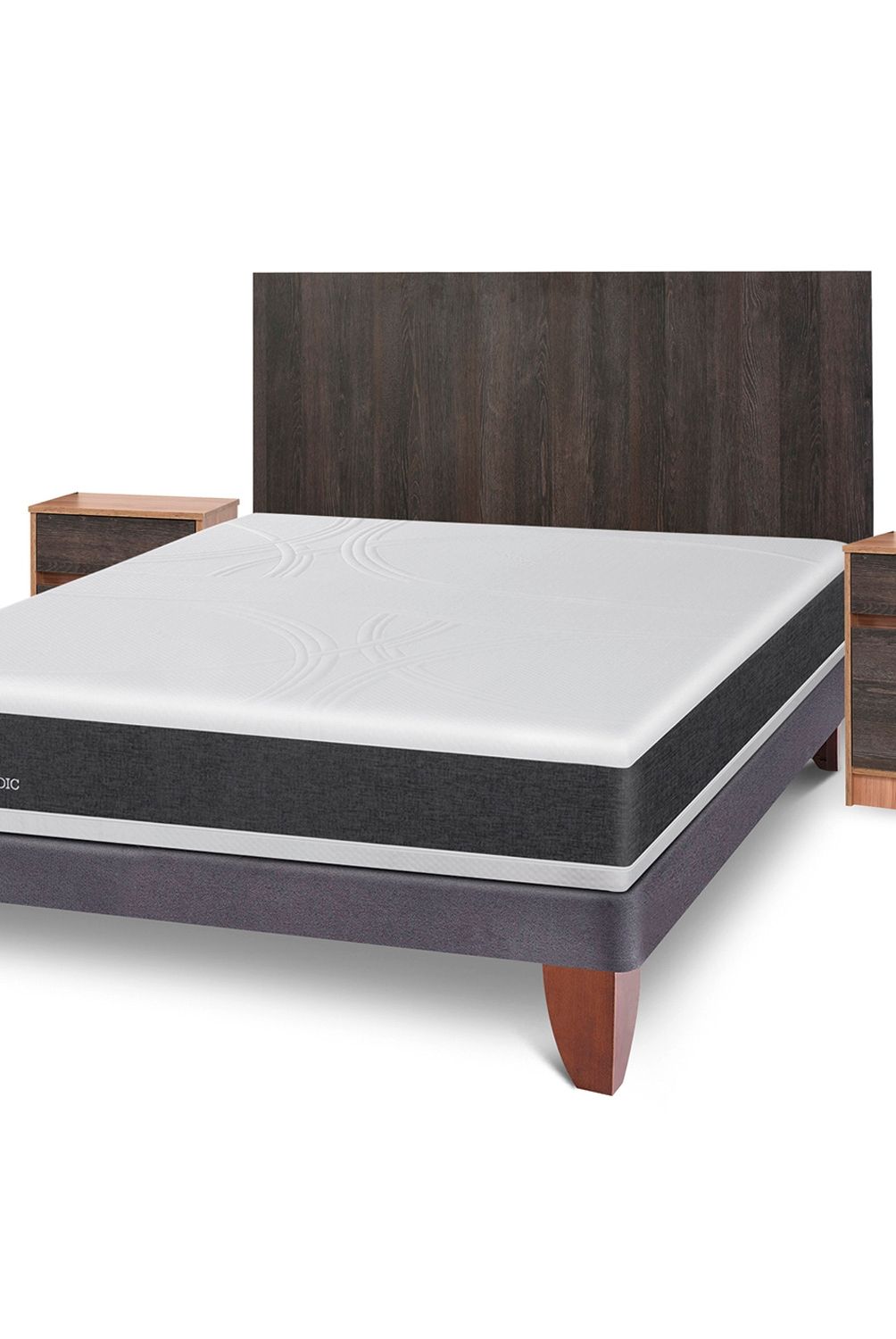 CIC - Cama Europea New Ortopedic 2 Plazas + Muebles Espresso Cic