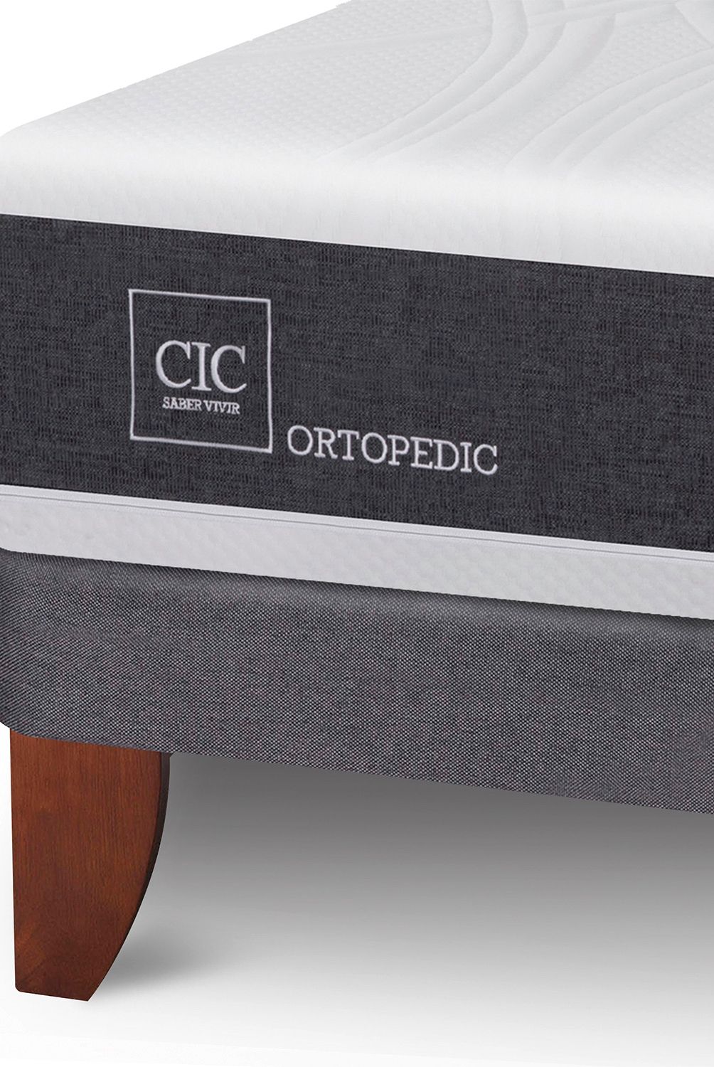 CIC - Cama Europea New Ortopedic 2 Plazas + Muebles Espresso Cic