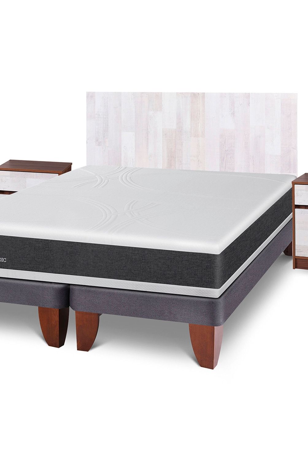 CIC - Cama Europea Ortopedic Cic King + Respaldo + 2 Veladores