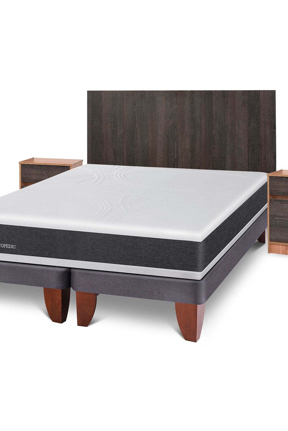 CIC - Cama Europea Ortopedic King + Muebles Espresso Cic