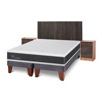 Cama Europea Ortopedic King + Muebles Espresso