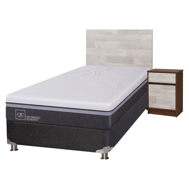 CIC Box Spring Ortopedic Advance 1.5 Plazas Base Normal 105x200 cm + Muebles Legno