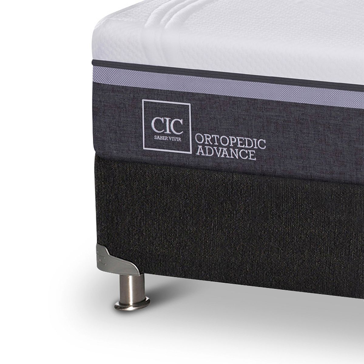 CIC - Box Spring Ortopedic Advance 1.5 Plaza Bn 105X200 Cm + Muebles Espresso Cic