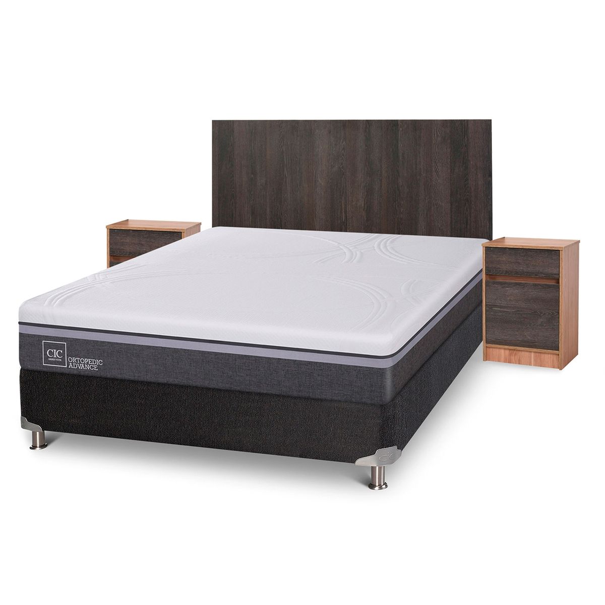 CIC - Box Spring Ortopedic Advance 2 Plazas Base Normal 150x200 cm + Muebles Espresso Cic