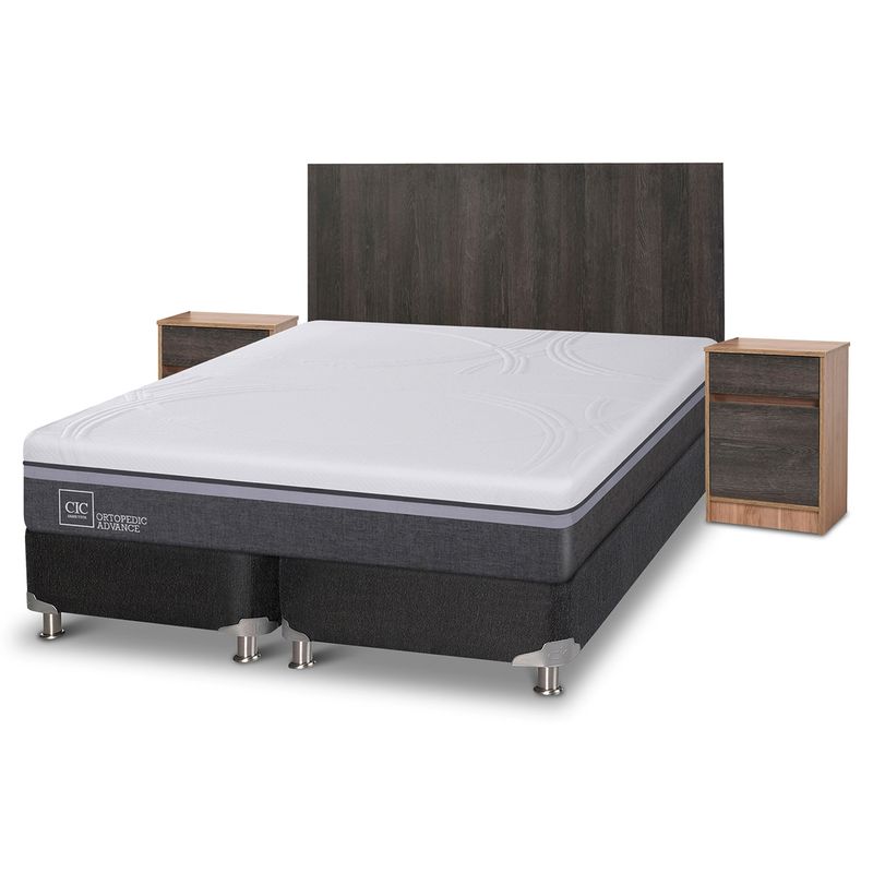 CIC - Box Spring Ortopedic Advance King + Muebles Espresso Cic