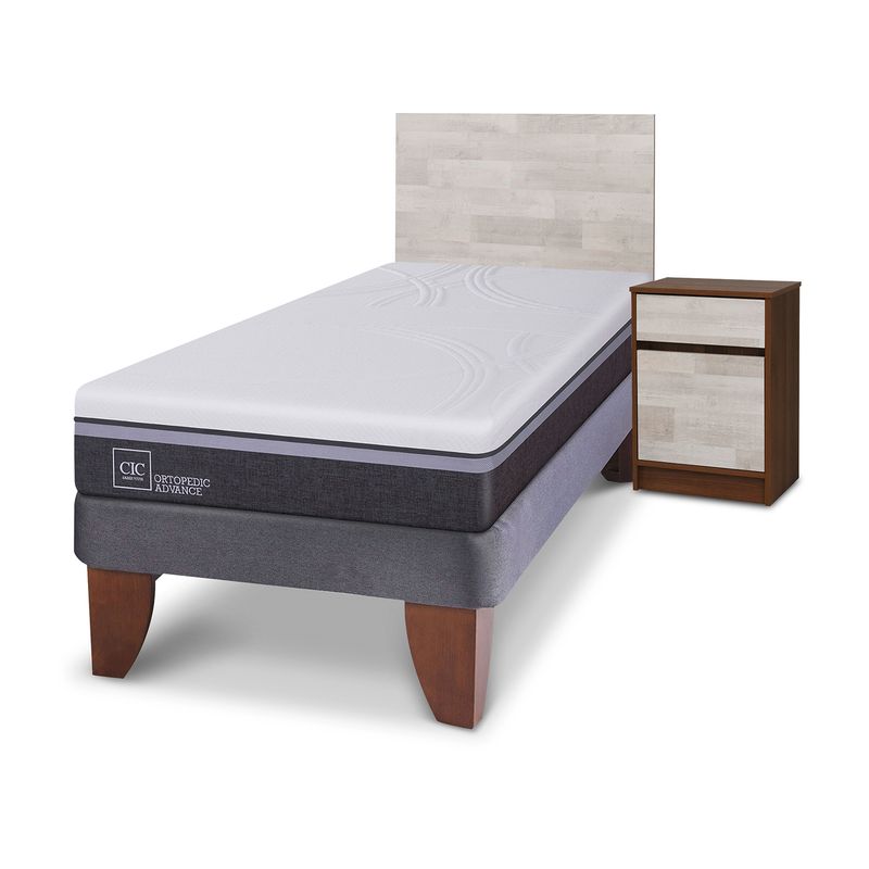CIC - Cama Europea Ortopedic Advance 1,5 Plazas + Muebles Legno Cic
