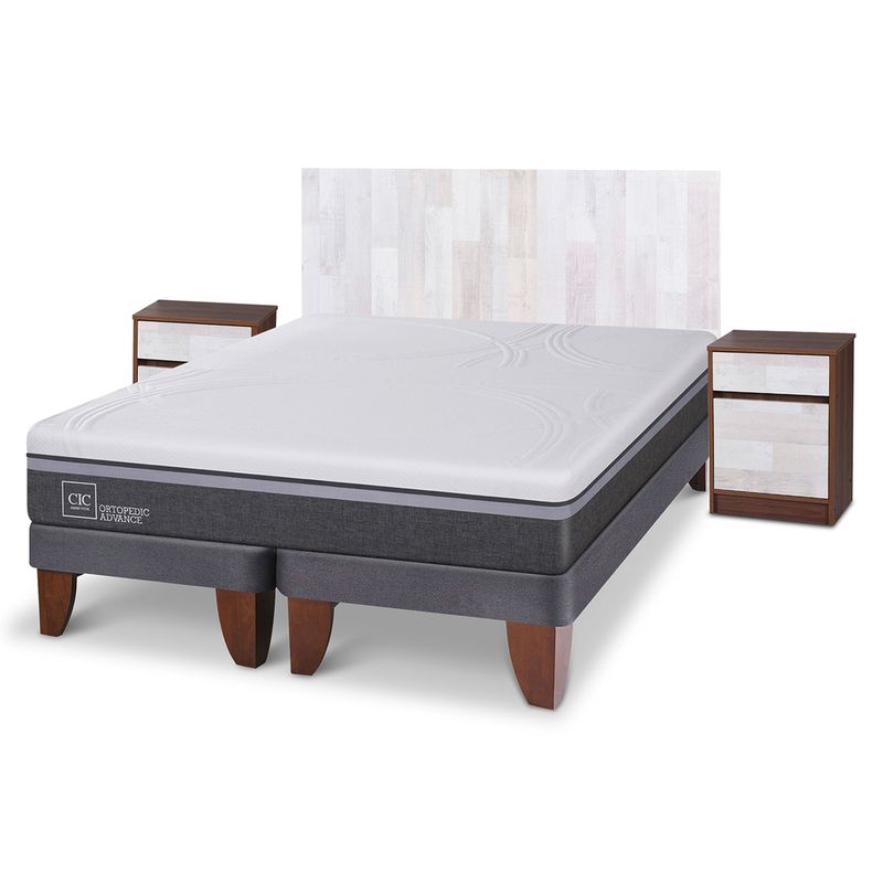 CIC - Cama Europea Ortopedic Advance 2 Plazas Bd 150 X 200 Cm + Muebles Legno Cic