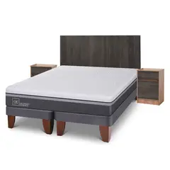 CIC - Cama Europea Ortoped.Ad 2 Plazas + Respaldo + 2 Veladores