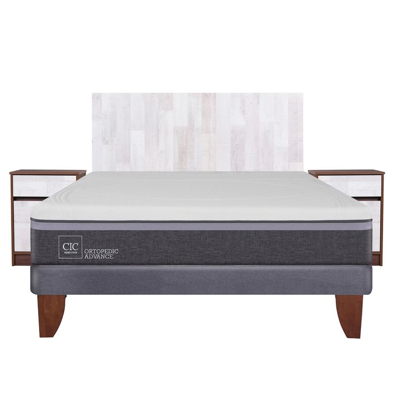 CIC - Cama Europea Ortopedic Advance 2 Plazas Base Normal 150X200 Cm + Muebles Legno Cic