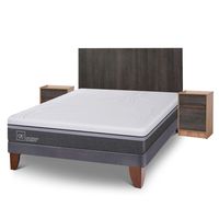 Cama Europea Ortoped.Ad 2 Plazas + Respaldo + 2 Veladores