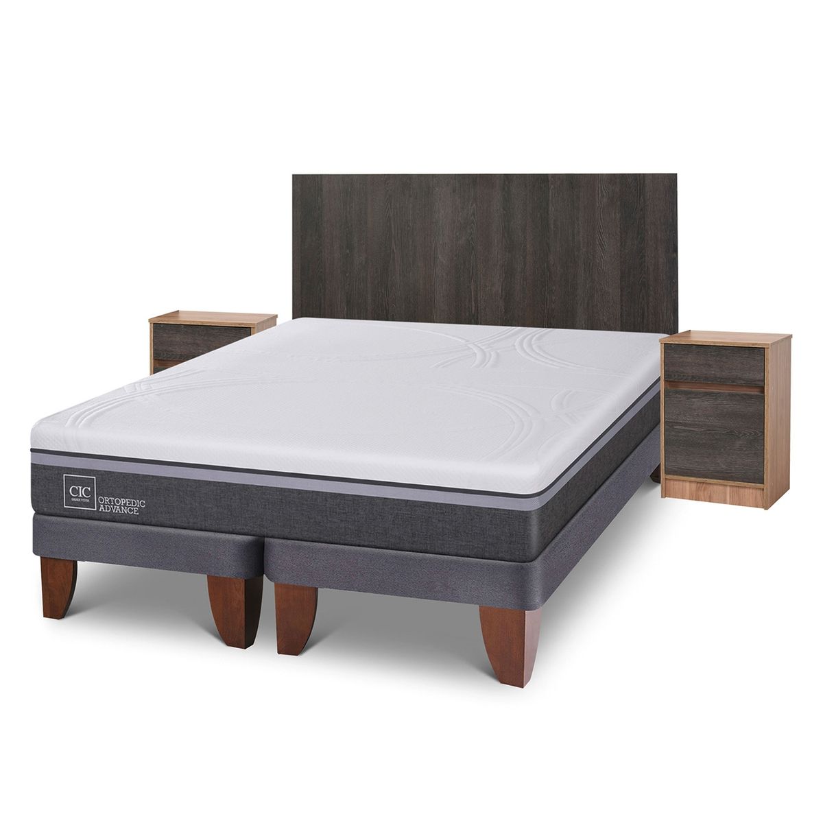 CIC - Cama Europea Ortopedic Advance King + Muesbles Espresso Cic