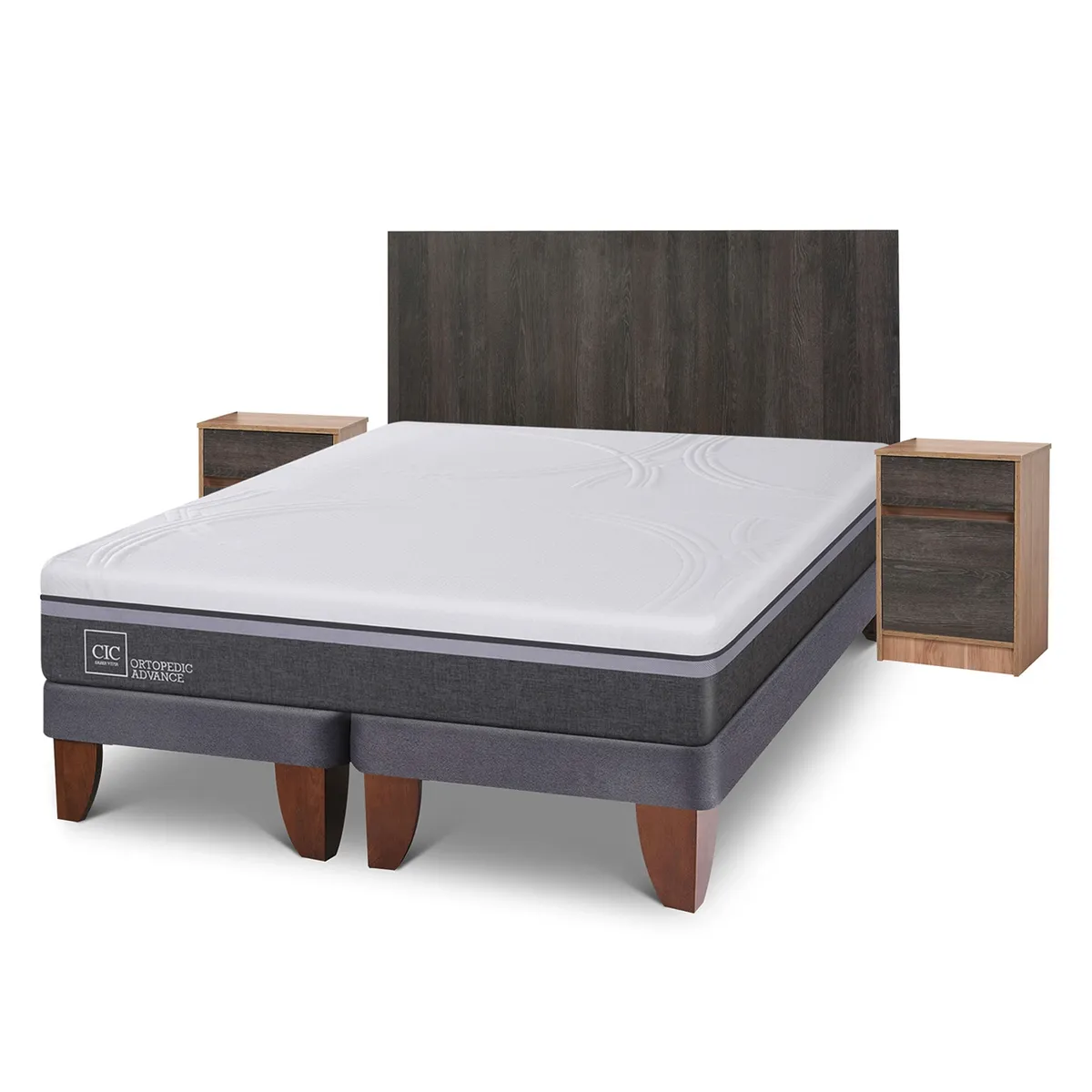 CIC - Cama Europea Ortopedic Advance King + Muesbles Espresso Cic