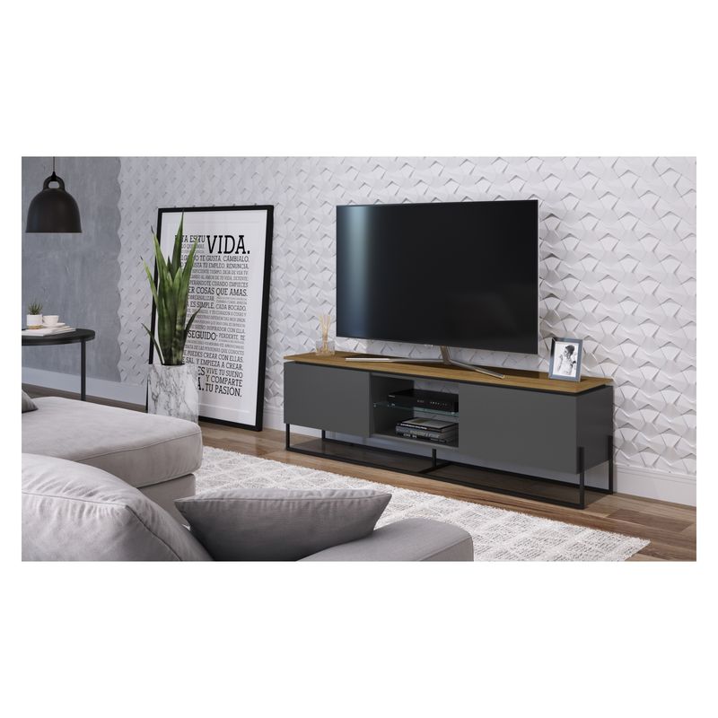 DECOCASA - Rack Vesta Gris Base Negra