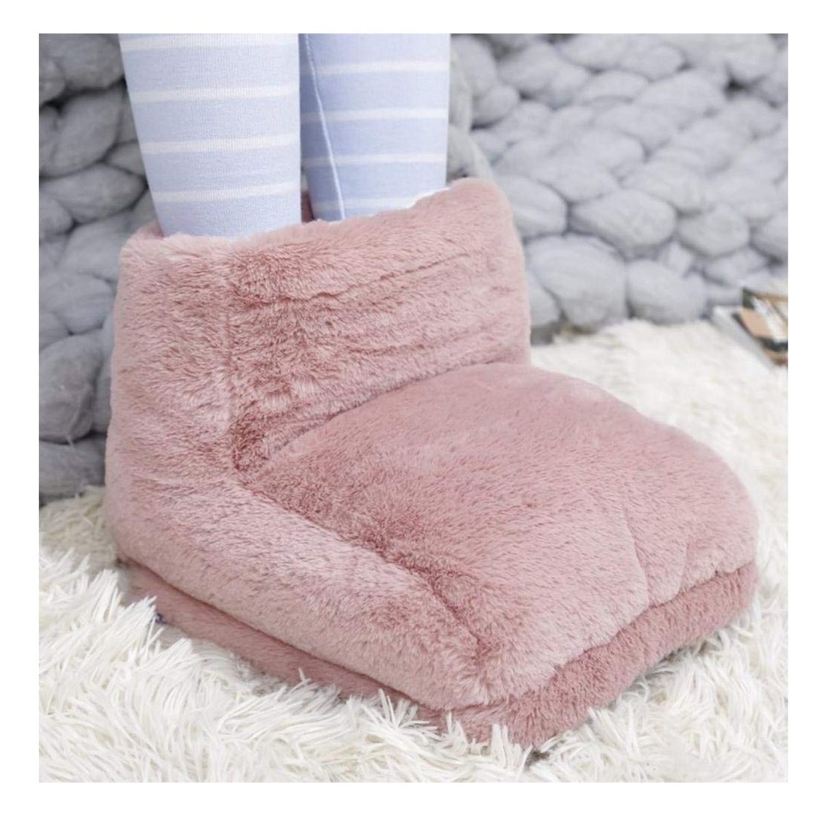 GENERICO - CALIENTA PIES ELÉCTRICO USB CON SHERPA / ROSADO