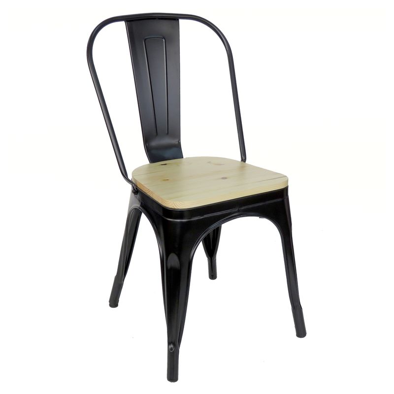 IDETEX - Pack 4 Sillas De Diseño Antique Rustic Negro Idetex