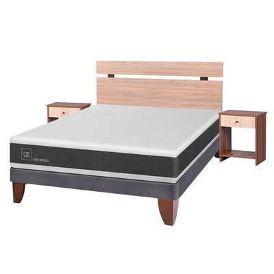 Imagen 2 del producto Cama Europea NewOrtopediced 2 Plazas + Respaldo + 2 Veladores