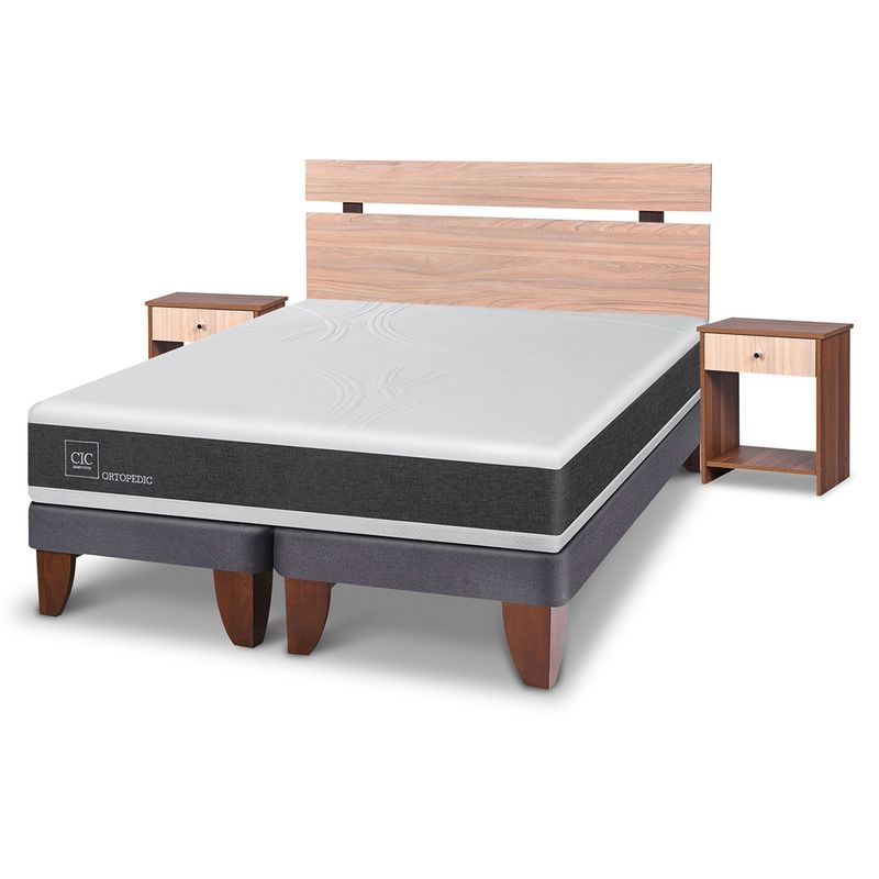 CIC - Cama Europea Ortopedic 2 Plazas Base Dividida 150X200 Cm + Muebles Olmo Cic