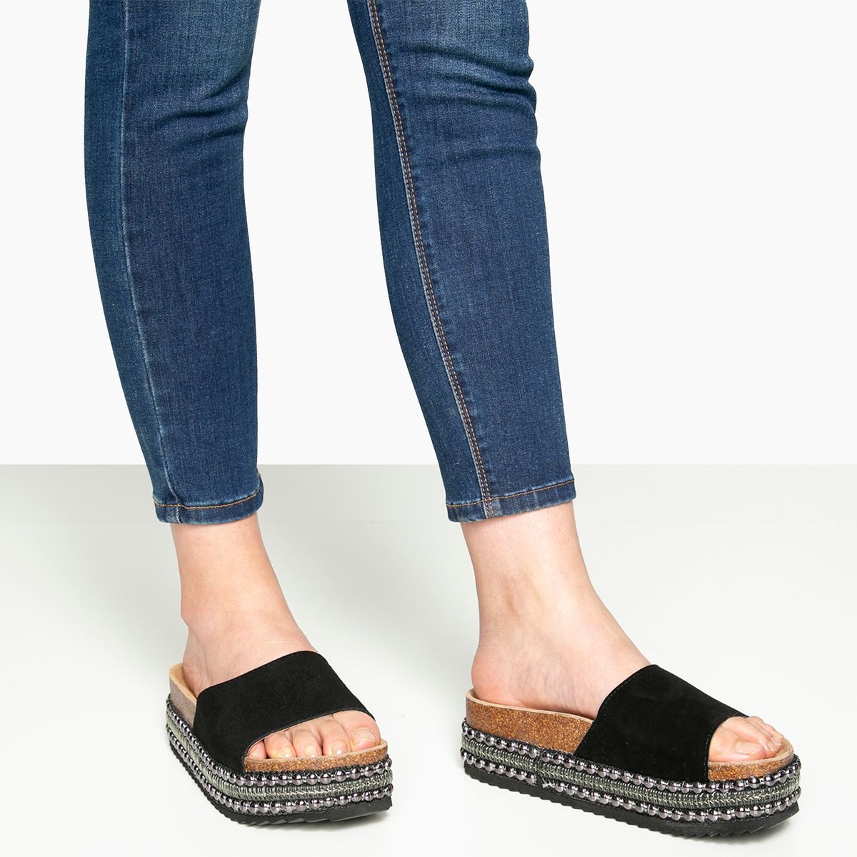 XTI - Sandalia Mujer Cuero Negra Xti