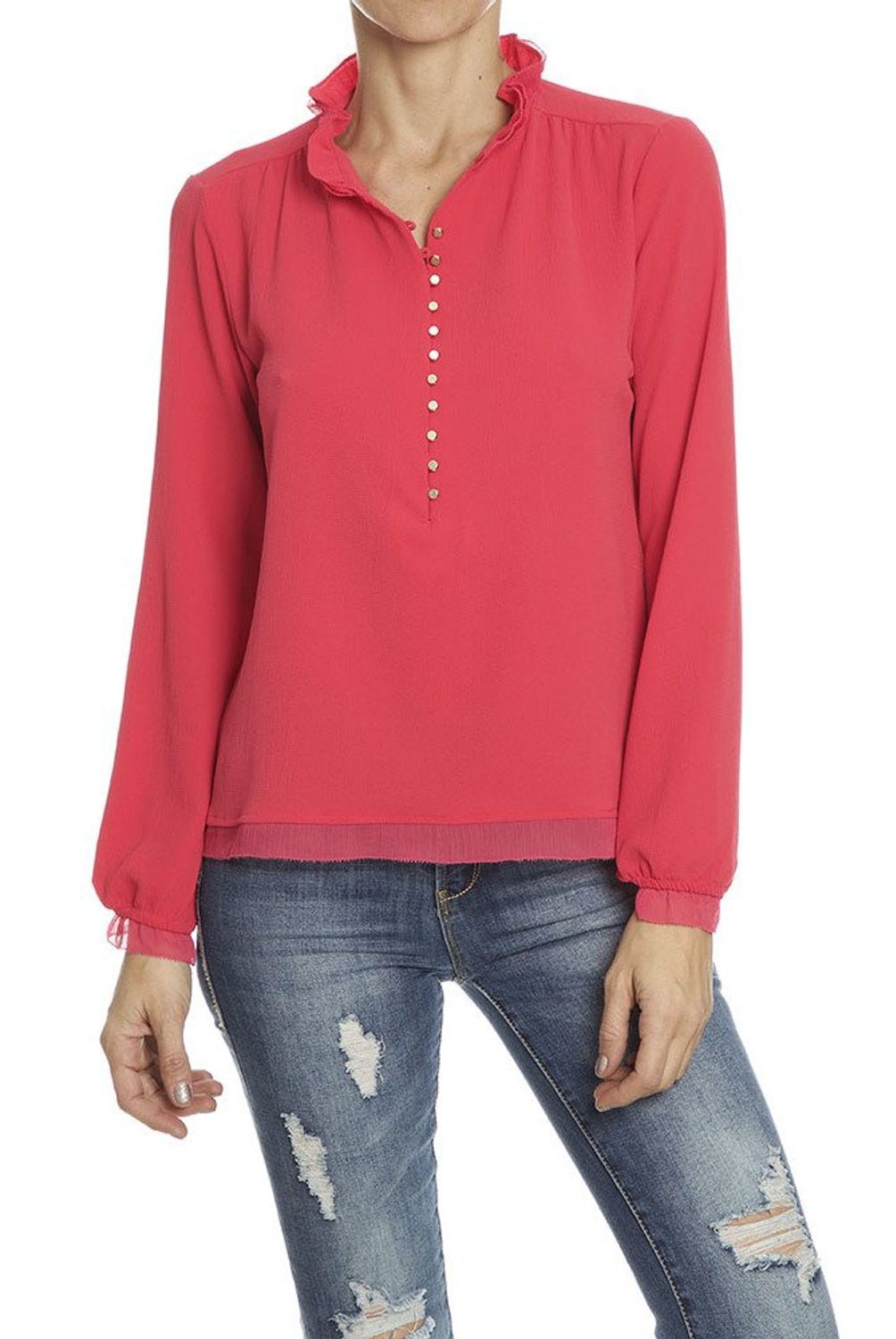 LIOLA - Blusa Cuello Pliegues