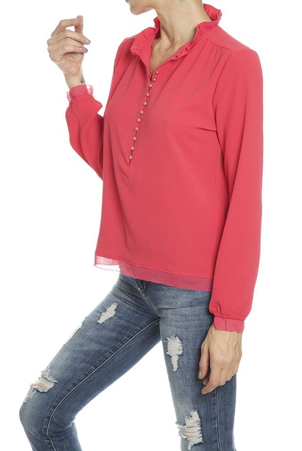 LIOLA - Blusa Cuello Pliegues