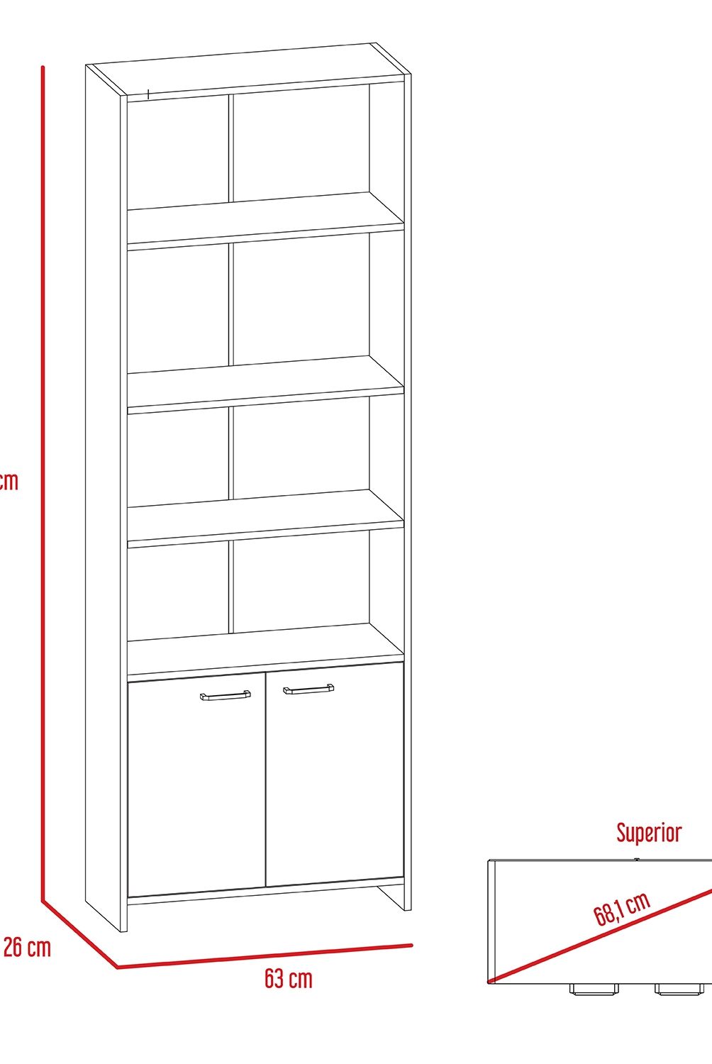 TUHOME - Biblioteca Lisa Con Puertas-Wengue Tuhome