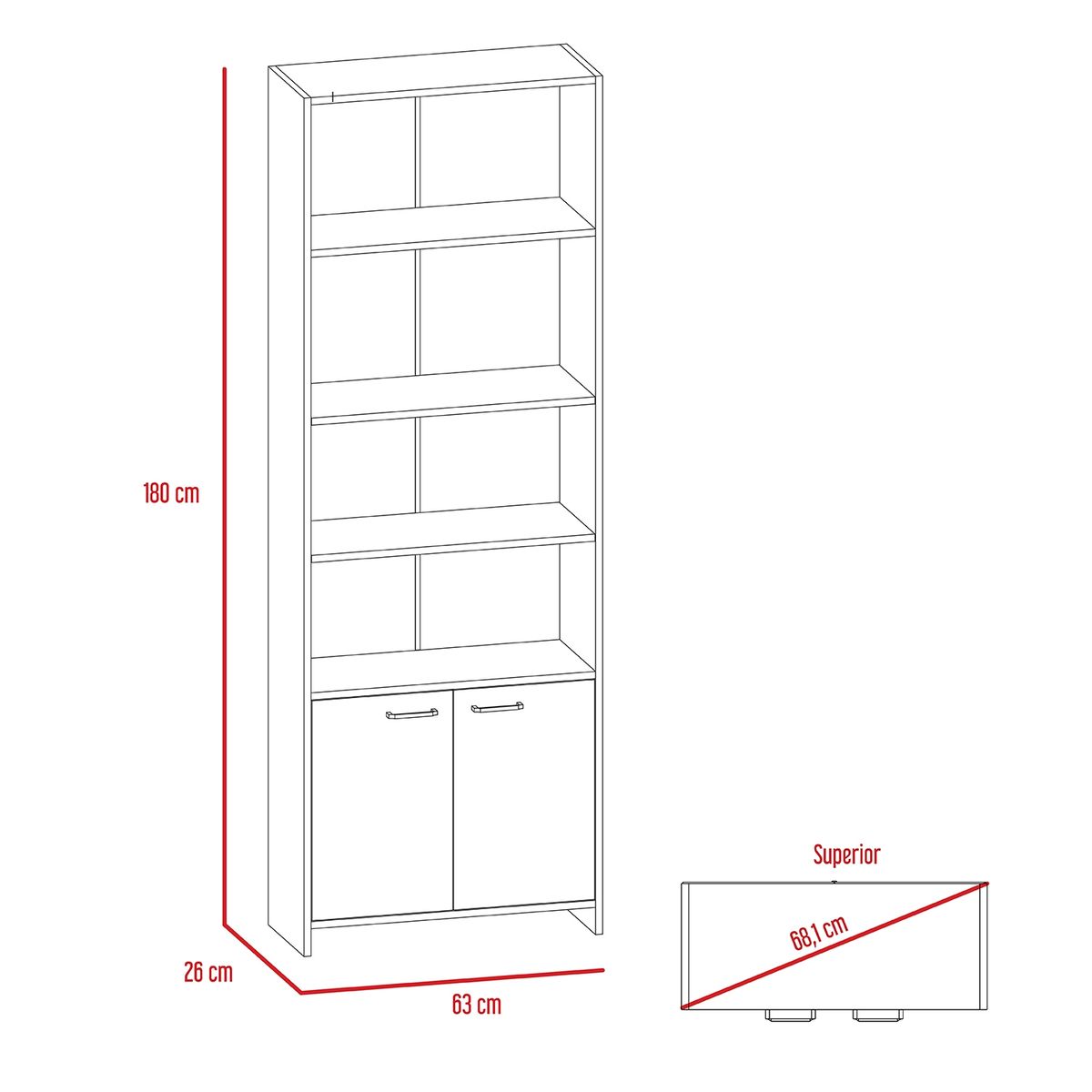 TUHOME - Biblioteca Lisa Con Puertas-Wengue Tuhome