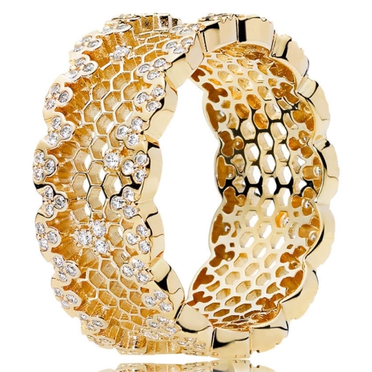 PANDORA - Anillo Panal de Abejas Zirconia