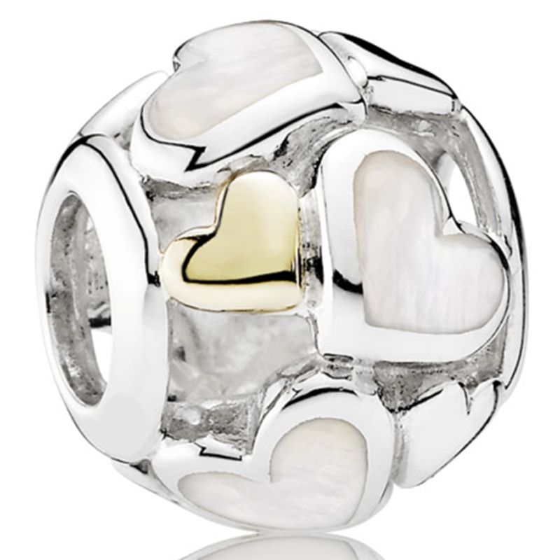 PANDORA - Pandora Charm En Oro 14K Y Plata, Corazones Luminosos