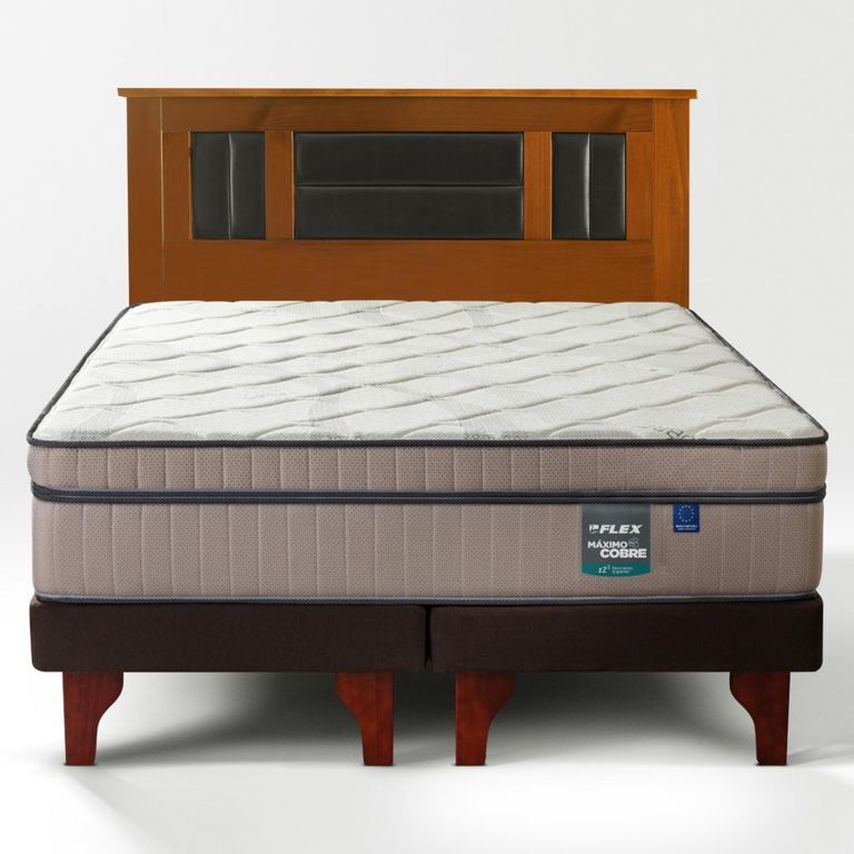 Cama Europea Maximo Cobre King x 2.00mt Base Dividida + Respaldo
