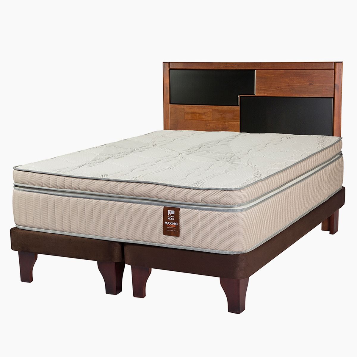 FLEX - Cama Europea Maximo Cobre King x 2.00mt Base Dividida + Respaldo Flex