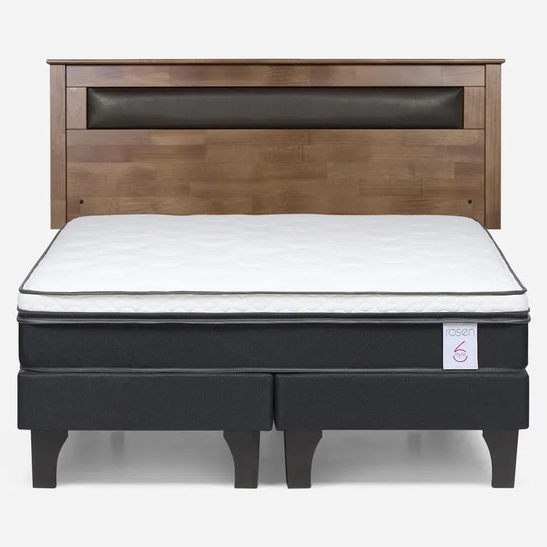 Cama Europea New Style 6 2 Plazas x 2.00 mt Base Dividida + Respaldo