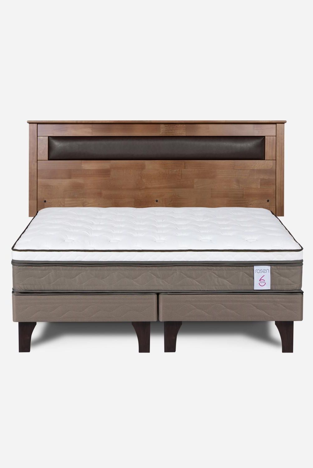 ROSEN - Cama Europea New Style 6 2 Plazas + Respaldo Rosen