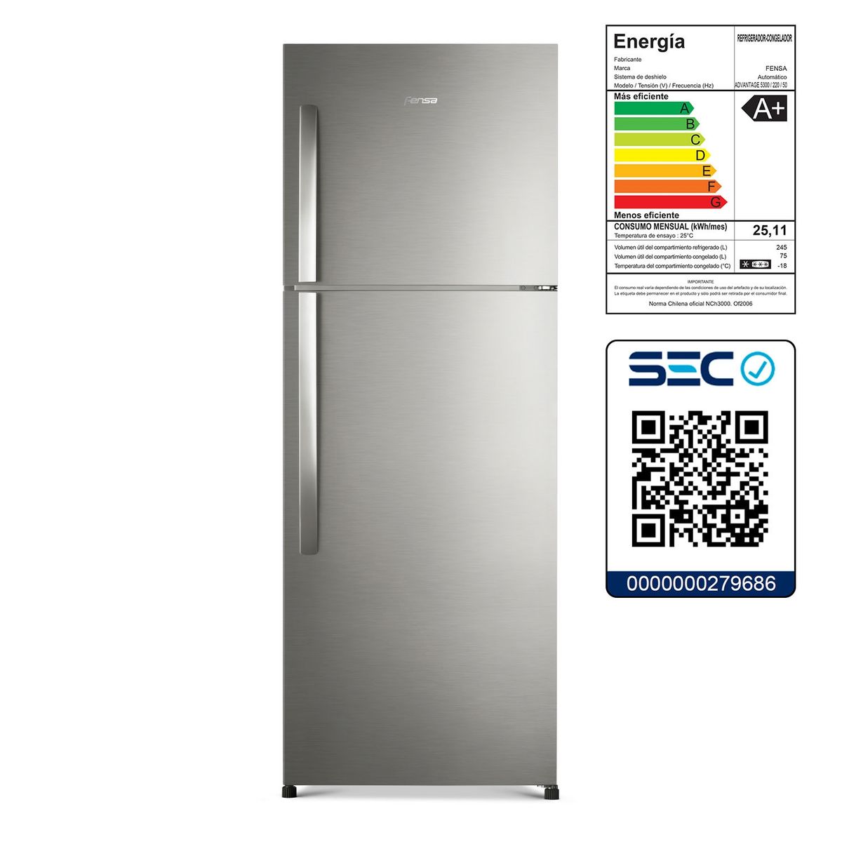 FENSA - Refrigerador Fensa No Frost 320 lt Advantage 5300
