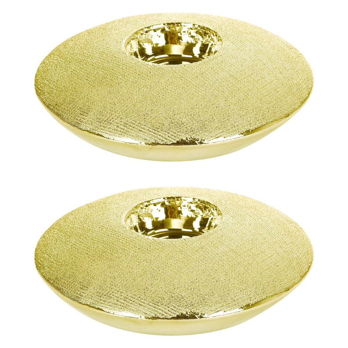 SOHOGAR - Pack 2 Portavelas Cerámica Dorado 16 Cm