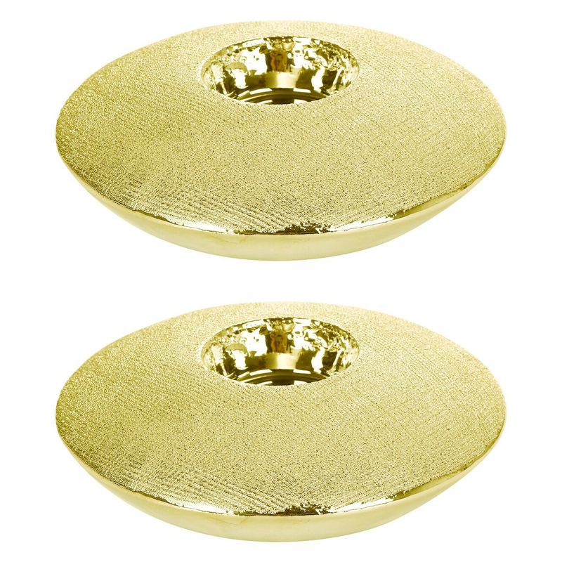 SOHOGAR - Pack 2 Portavelas Cerámica Dorado 16 Cm