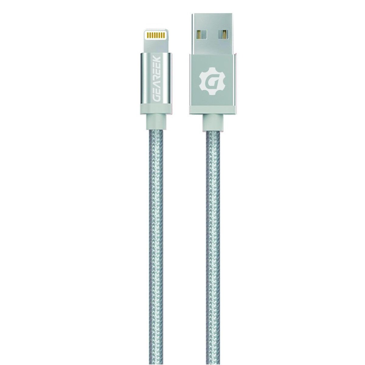 GEAREEK - Cable Lightning a USB Silver PremiumBraided iPhone