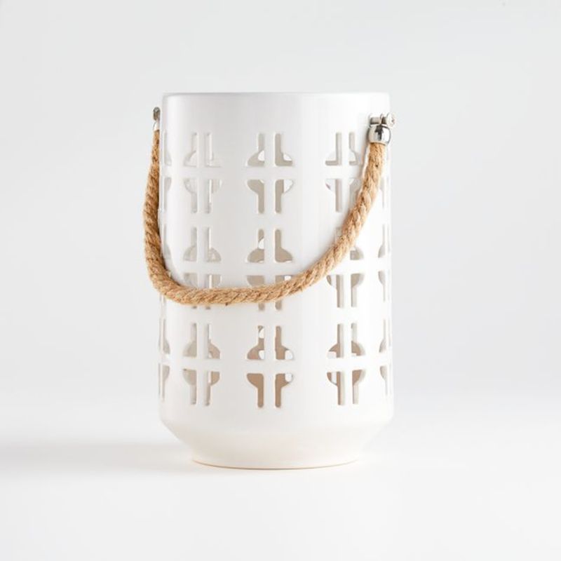 CRATE & BARREL - Candelabro Cerámica Blanco Calas Crate & Barrel