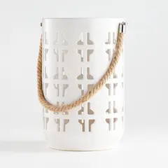 CRATE & BARREL - Candelabro Cerámica Blanco Calas