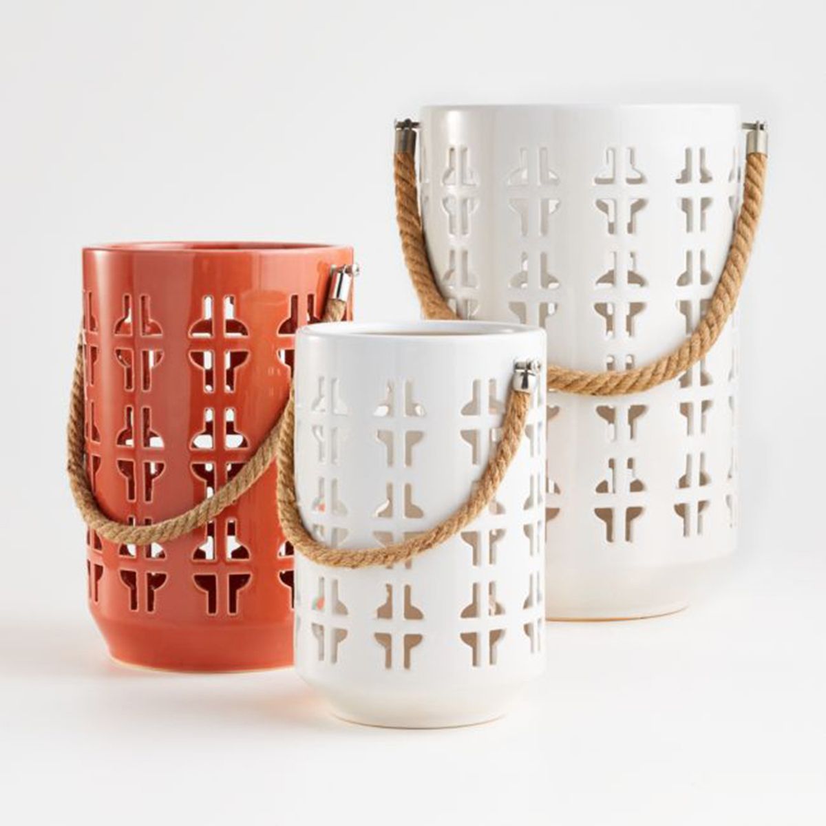 CRATE & BARREL - Candelabro Cerámica Blanco Calas Crate & Barrel