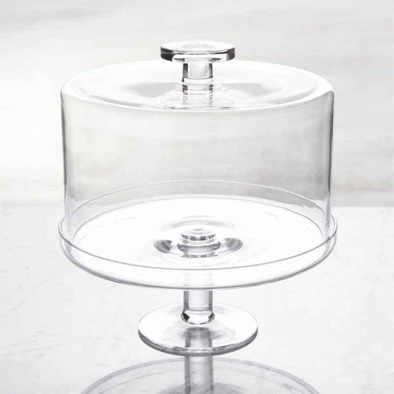 CRATE & BARREL - Pedestal Para Torta De Vidrio Con Tapa Crate & Barrel