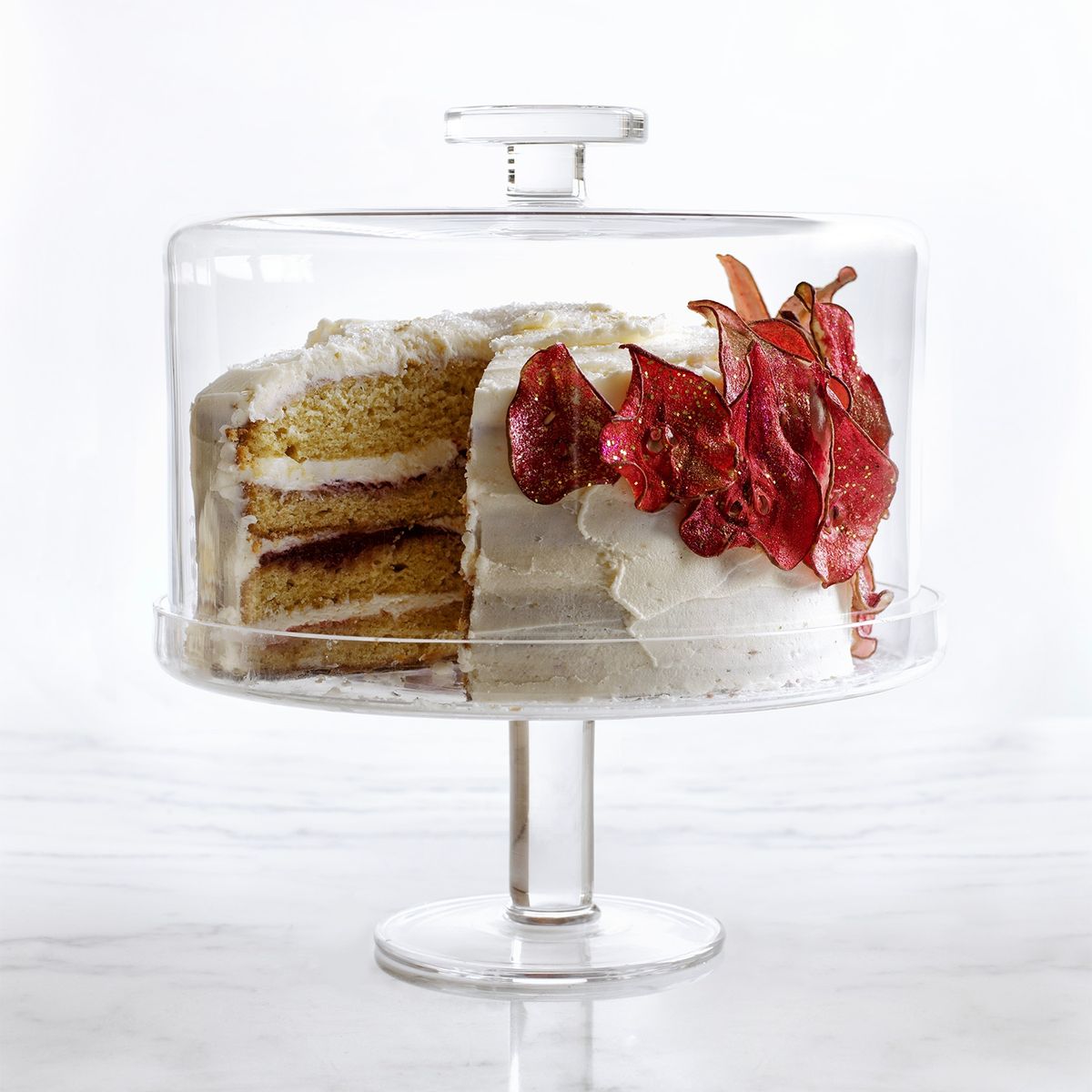 CRATE & BARREL - Pedestal Para Torta De Vidrio Con Tapa Crate & Barrel