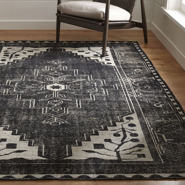CRATE & BARREL - Alfombra Anice Negra 183X274 Cm Crate & Barrel