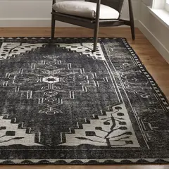 CRATE & BARREL - Alfombra Anice Negra 183X274 Cm
