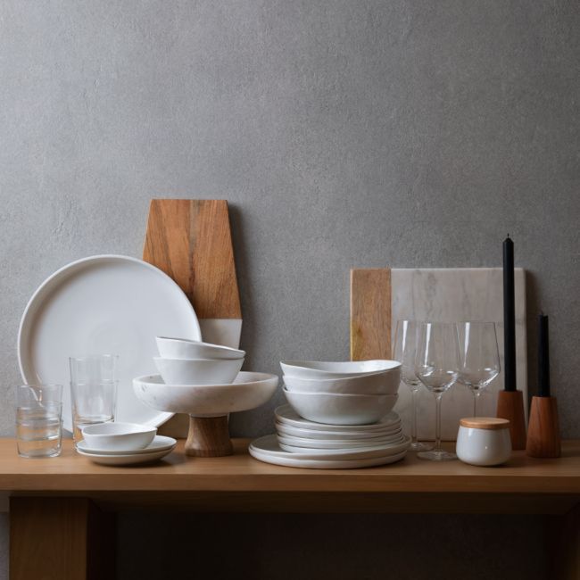 CRATE & BARREL - Tabla Salvia Marmol Madera Crate & Barrel