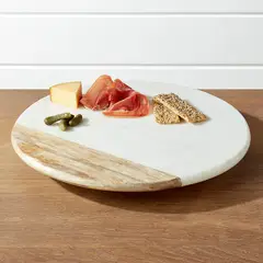CRATE & BARREL - Tabla Giratoria Lazy Susan Madera Marmol