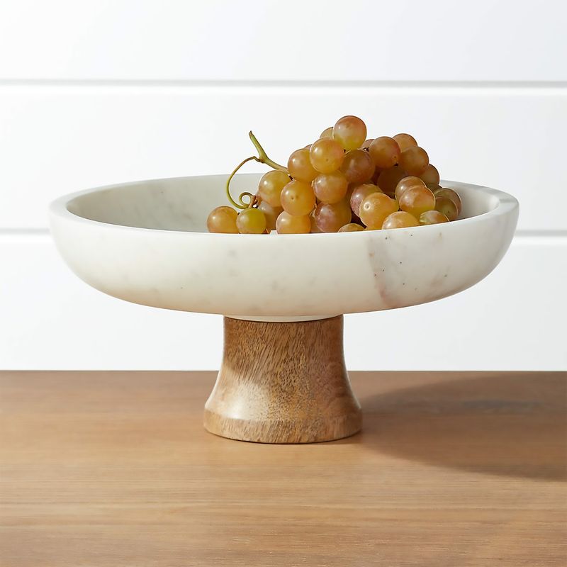 CRATE & BARREL - Pedestal Madera Marmol Crate & Barrel