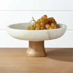 CRATE & BARREL - Pedestal Madera Marmol