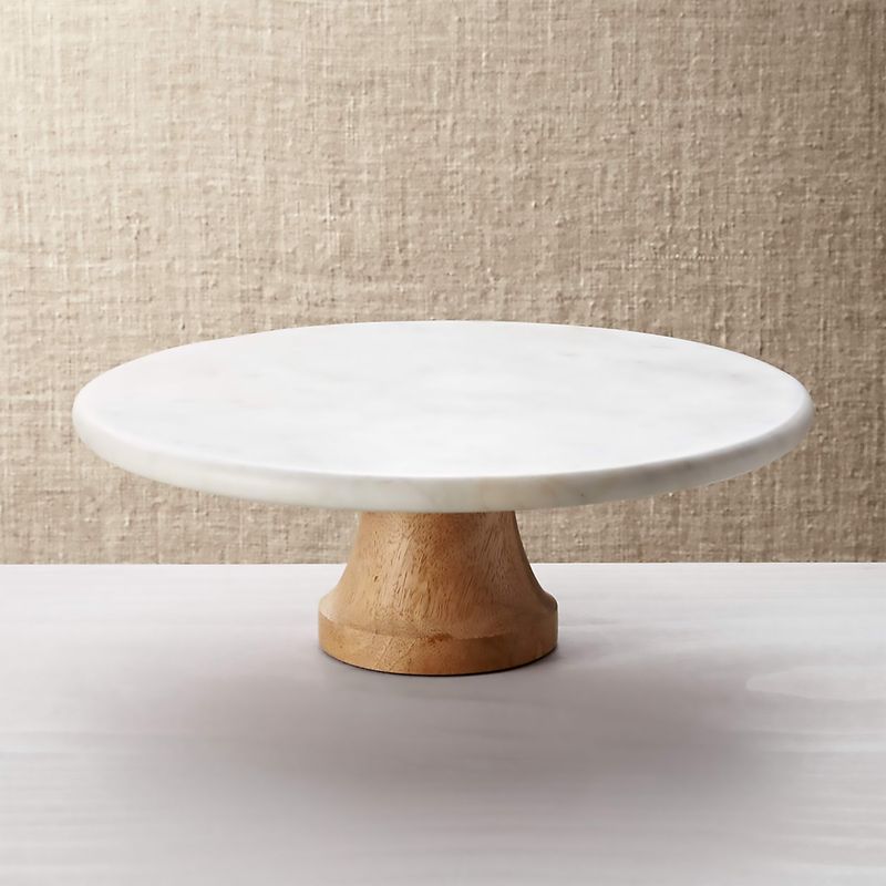 CRATE & BARREL - Pedestal Madera Marmol Crate & Barrel