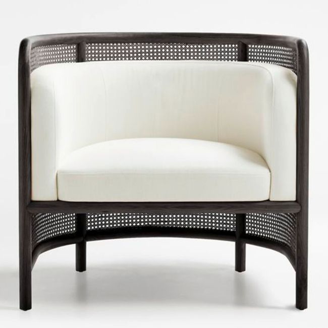 CRATE & BARREL - Silla Fields Negra Cojin Blanco Crate & Barrel